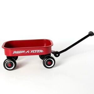 VTG Radio Shack Radio Flyer  Mini Miniature Doll House Red Metal Toy Wagon 6"